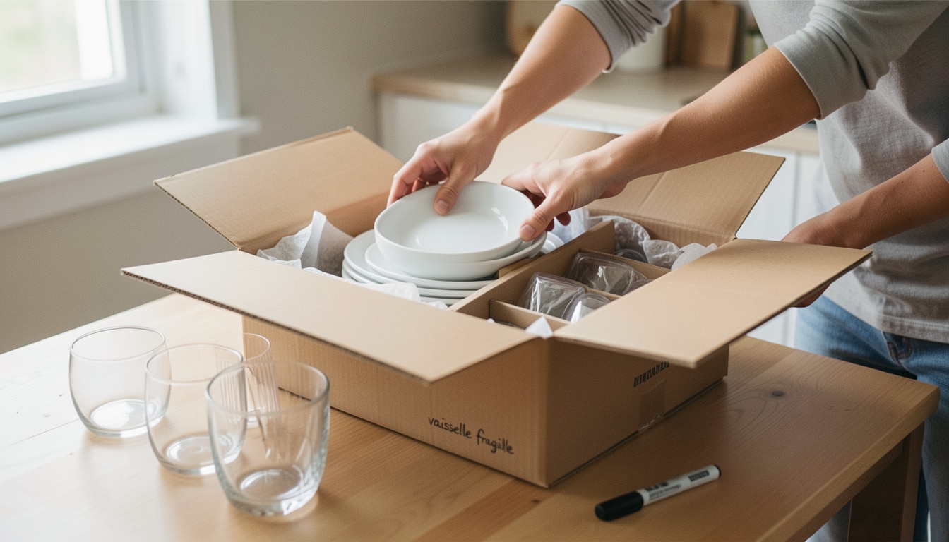 Carton de déménagement pour la vaisselle sans casse